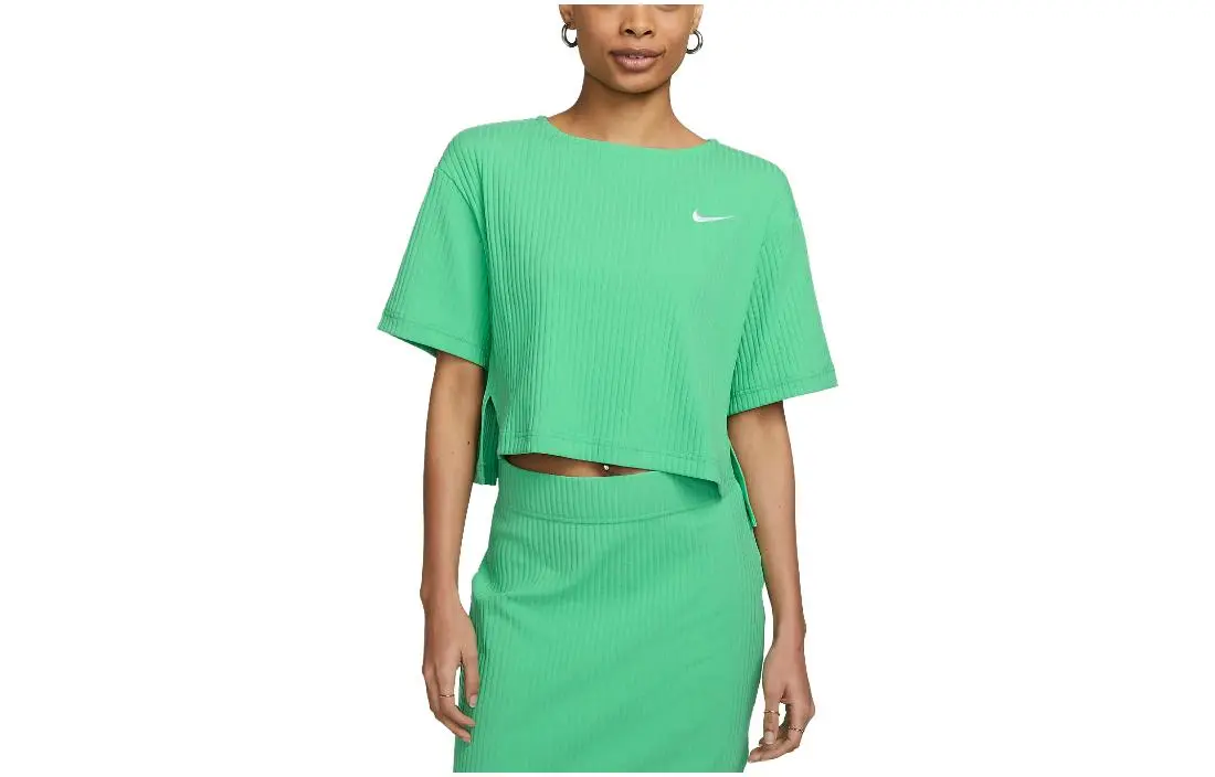 Nike Sportswear Ribbed Jersey Short-Sleeve Top Green
