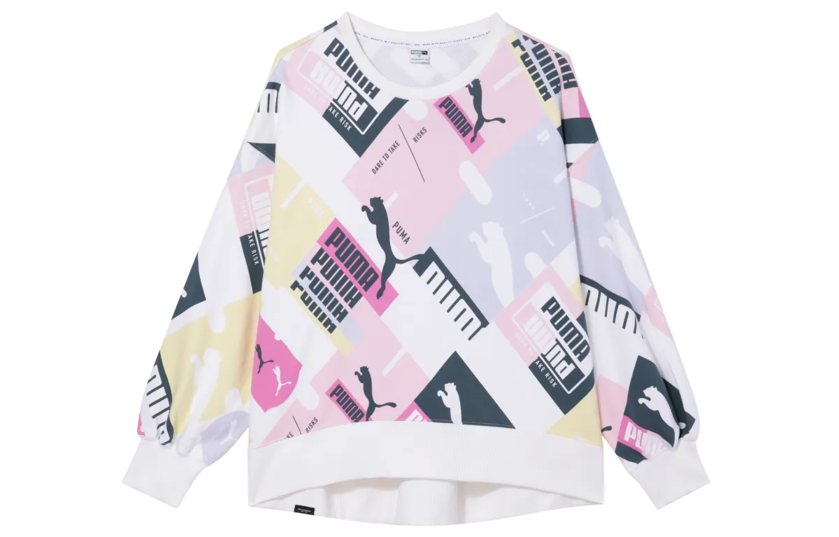 PUMA Sweatshirts Women's White Crew Neck Moderate Straight Fit
