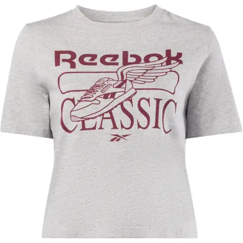Reebok T Shirt Women's Light Gray/Burgundy
