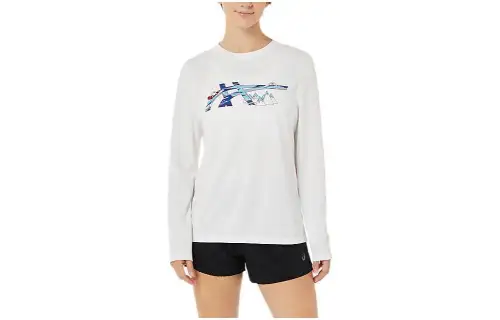 Asics Ready Set Ii Long Sleeve Graphic T Shirt Women's White