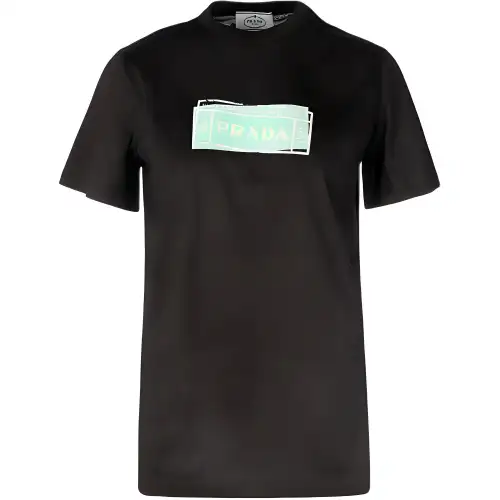PRADA T Shirts Women's Black Crew Neck Moderate Straight Fit