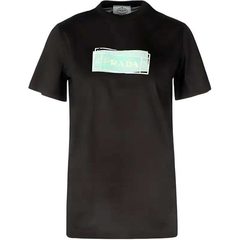 PRADA T Shirts Women's Black Crew Neck Moderate Straight Fit