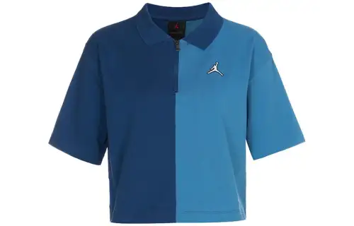 Jordan T Shirts Women's Blue Lapel Moderate Straight Fit