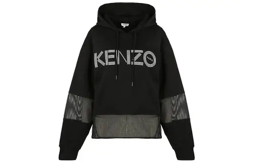 KENZO Sweatshirts Women's Black Hooded Moderate Regular
