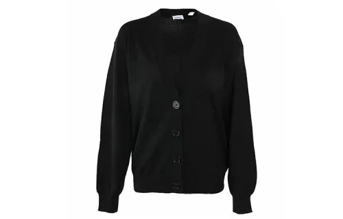 Burberry Vintage Check Elbow Patch Dornoch Merino Wool Cardigan Black