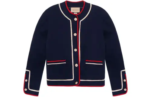 GUCCI Knitwear Women's Blue V Neck Moderate Cardigan