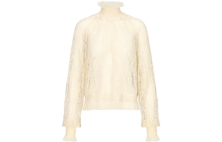 DIOR Quarterly New Products Shirts Women's Ecru Stand Collar Moderate Shirt