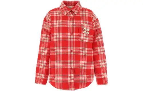 MIU MIU Shirts Women's Red Lapel Moderate Other
