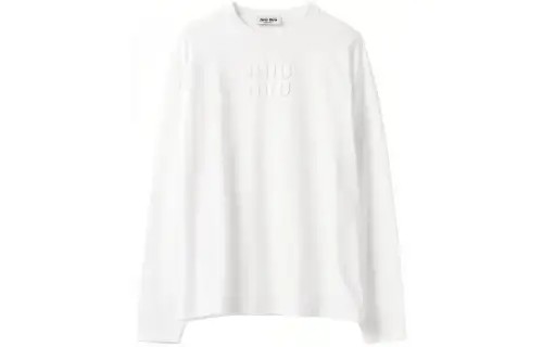 MIU MIU T Shirts Women's White Crew Neck Moderate Straight Fit