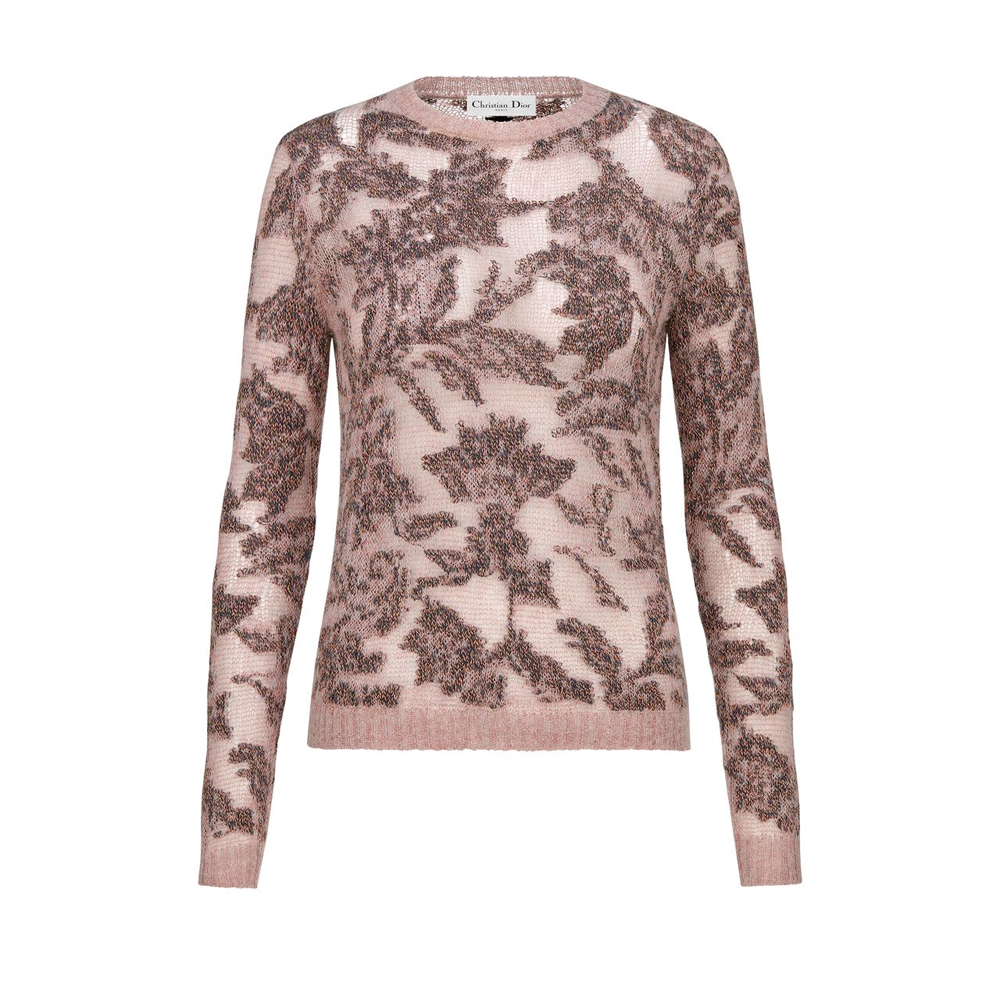 DIOR Long-sleeve with a round collar, khaki sweater, print
