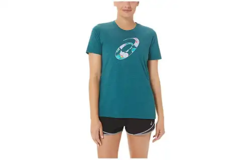 Asics Hibiscus Spiral A Crew T Shirt Women's Turquoise