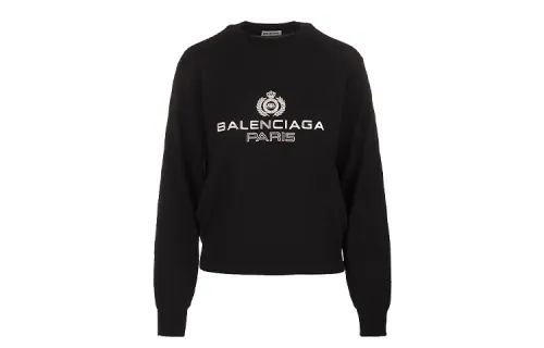 Balenciaga Sweatshirts Women's Black Crew Neck Moderate Regular