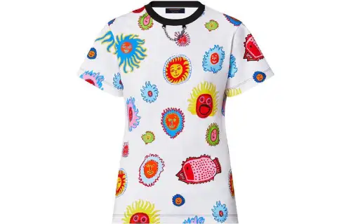 LOUIS VUITTON Pre Owned 2020s X Yayoi Kusama Face print Cotton T shirt