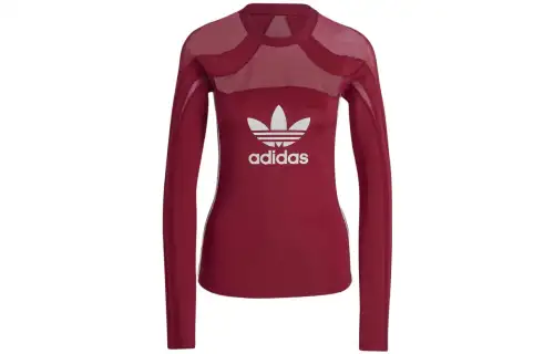 Adidas Originals T Shirts Women's Red Crew Neck Moderate Straight Fit