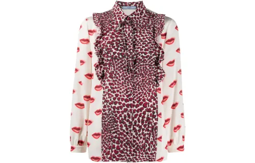 PRADA Shirts Women's Multicolor Square Collar Moderate Shirt