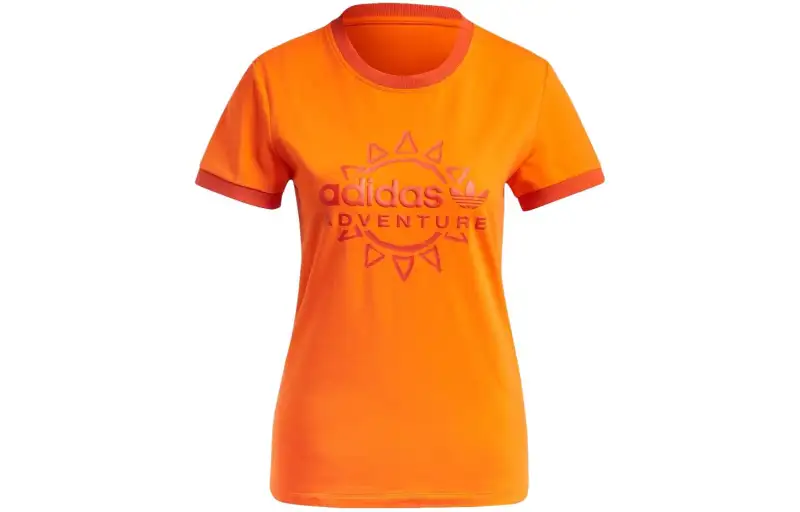 Adidas Originals T Shirts Women's Orange Crew Neck Moderate Straight Fit
