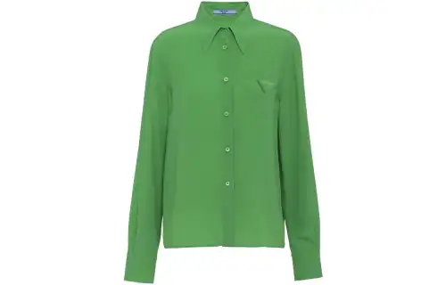 PRADA Shirts Women's Green Pointed Collar Other