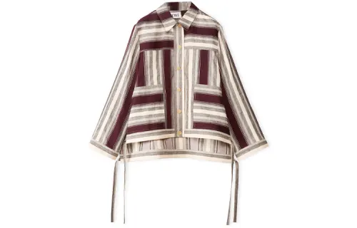 LOEWE Shirts Women's Black White Red Lapel Moderate Shirt
