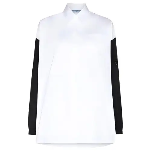 PRADA Shirts Women's White Pointed Collar Moderate Shirt