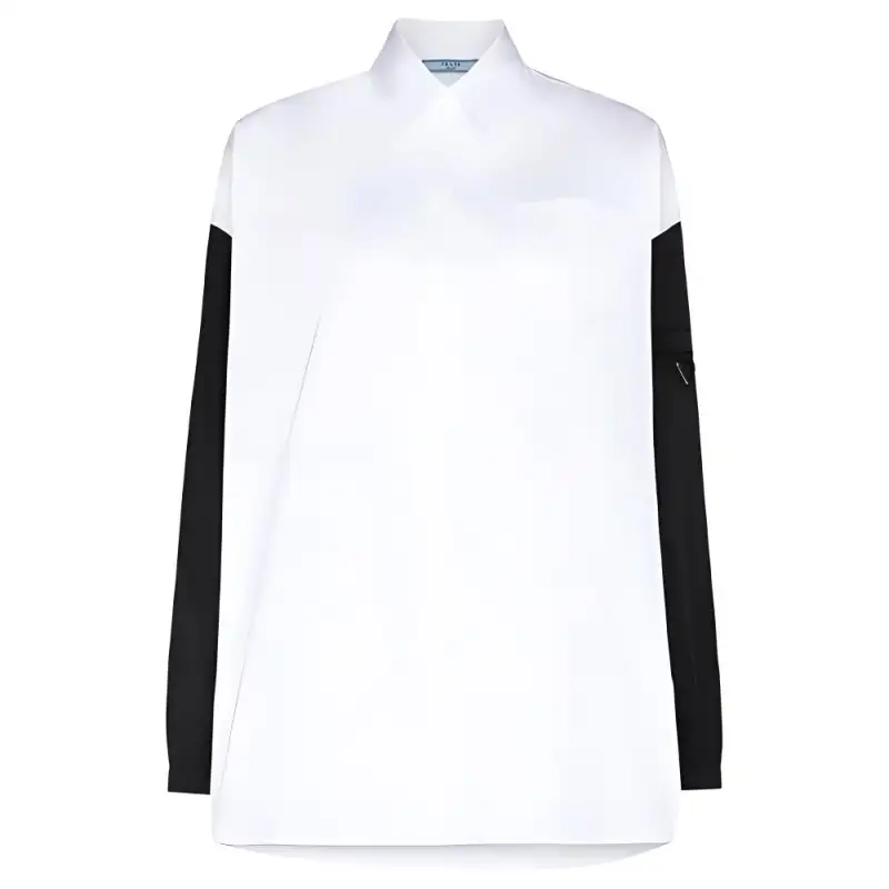 PRADA Shirts Women's White Pointed Collar Moderate Shirt