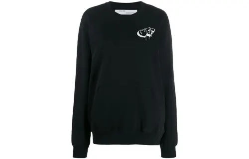 OFF WHITE Dinosaur Series Sweatshirts Women's Black Crew Neck Moderate Regular