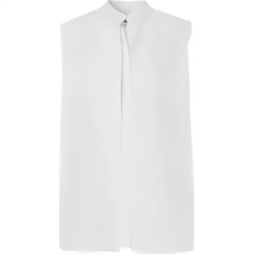 Burberry Shirts Women's White Stand Collar Moderate Shirt