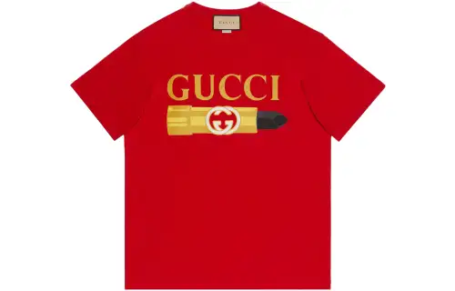 GUCCI T Shirts Women's Red Crew Neck Moderate Straight Fit