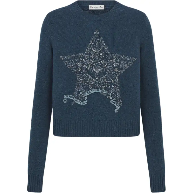 DIOR Sweaters Women's Blue Crew Neck Moderate Other