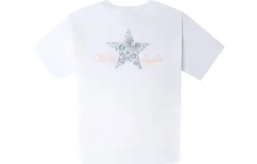 Converse T Shirts Women's White Crew Neck Moderate Straight Fit