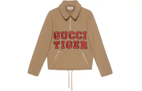 GUCCI Sweatshirts Women's Beige Lapel Moderate Regular