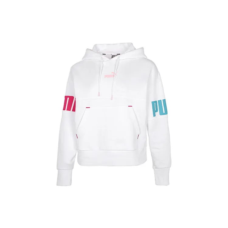 PUMA Sweatshirts Women's White Hooded Moderate Regular