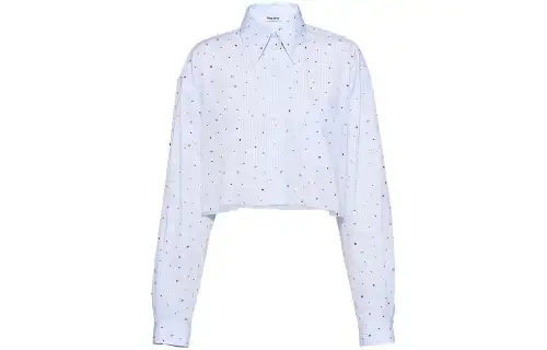 MIU MIU Long-sleeve, azure shirt, sun protection