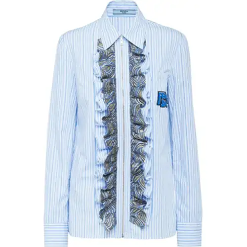 PRADA Shirts Women's Blue Lapel Moderate Other