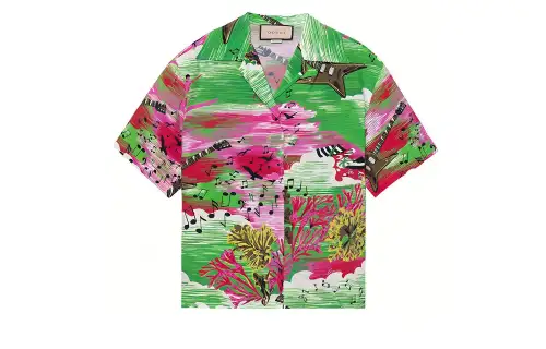 GUCCI Music Ocean Print Bowling Shirt Multi