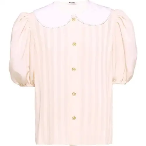 MIU MIU Shirts Women's Pink Peter Pan Collar Moderate