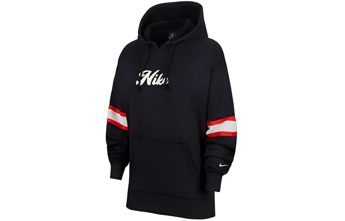 Nike Sweatshirts Women's Black Hooded Moderate Straight Fit
