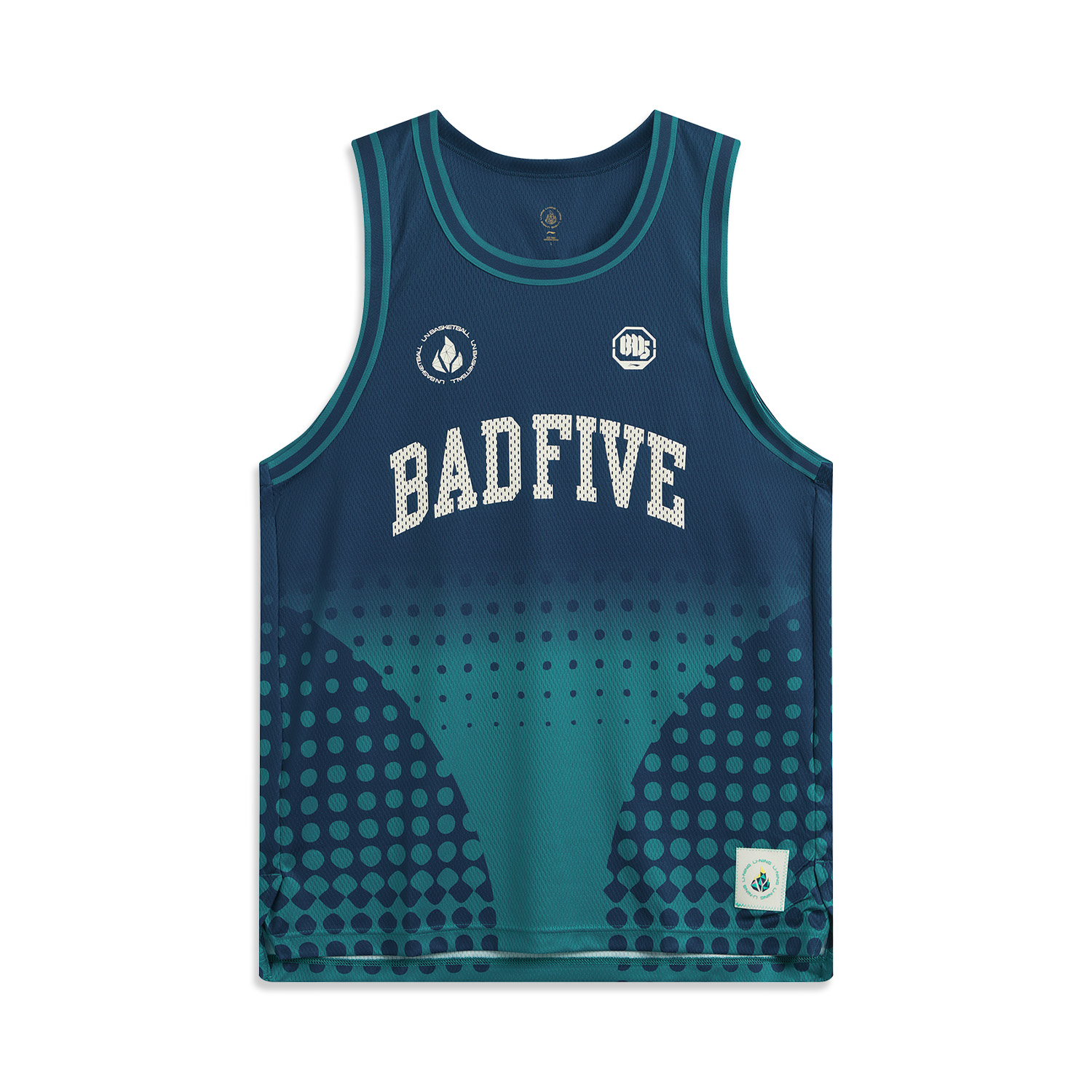 Li Ning Badfive Basketball Jersey Men’s Dark Navy Blue Dragonfly Green All Over Print