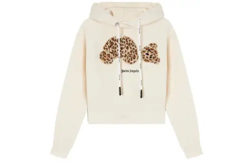 PALM ANGELS Women'ss Leopard Bear Hoodie Off White/Brown