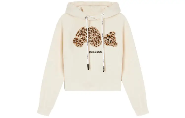 PALM ANGELS Women'ss Leopard Bear Hoodie Off White/Brown