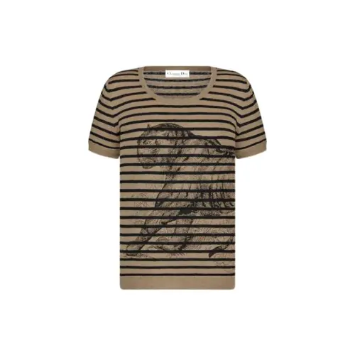 DIOR SS23 Drop Shoulder Sleeve T Shirt Women's Hazelnut