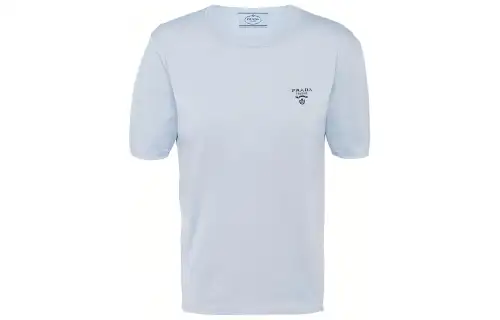 PRADA T Shirts Women's Blue Crew Neck Moderate Straight Fit