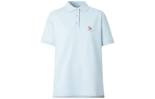 Burberry Polo Shirts Women's Blue Crew Neck Moderate Straight Fit