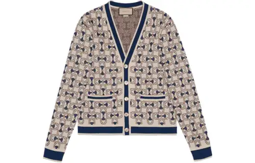 GUCCI Sweaters Women's Multicolor V Neck Moderate Cardigan