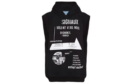 PRADA Sweatshirts Women's Black Hooded Moderate Regular
