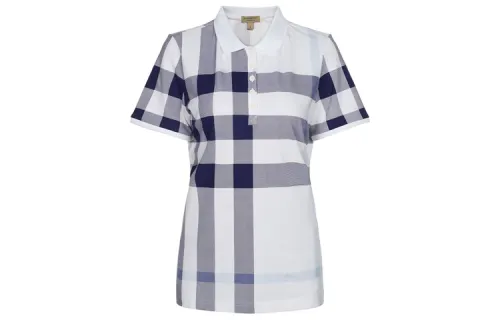 Burberry Polo Shirts Women's White Square Collar Moderate Straight Fit