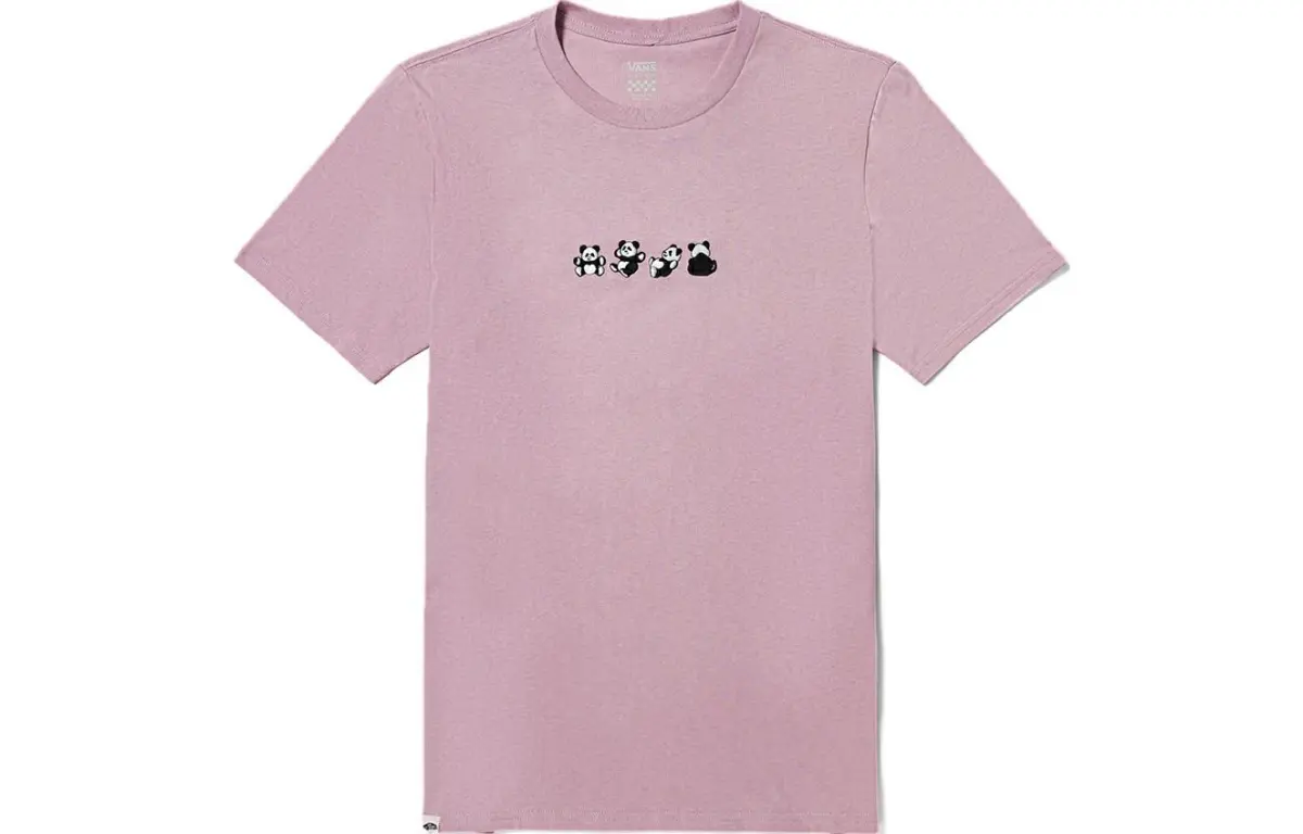 Vans T-Shirts Women's Gray Pink Crew Neck Moderate Straight Fit