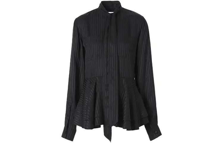 Burberry Shirts Women's Black Lapel Moderate Shirt