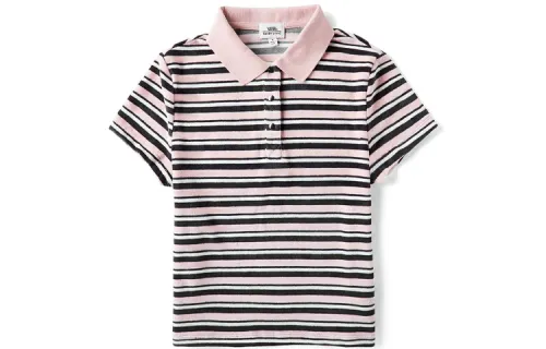 Vans Polo Shirts Women's Pink Polo Collar Moderate Straight Fit