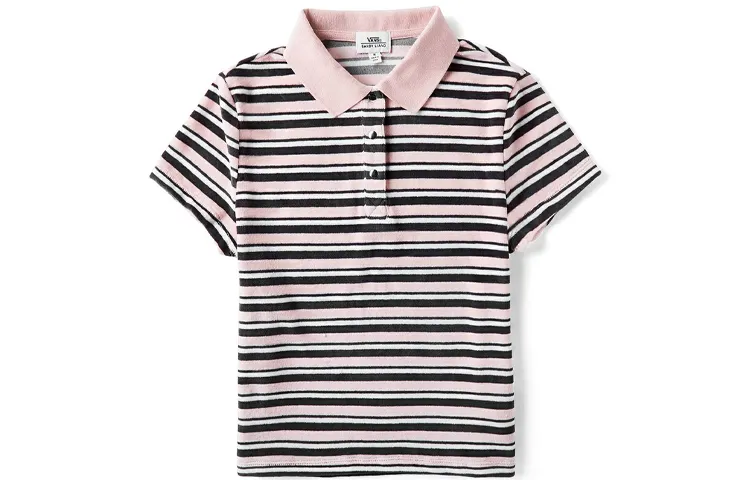 Vans Polo Shirts Women's Pink Polo Collar Moderate Straight Fit
