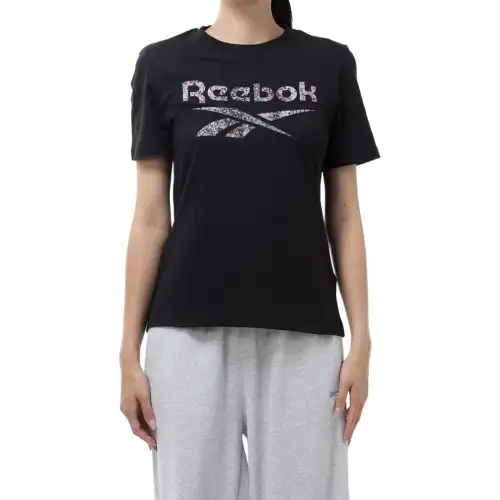 Reebok T Shirts Women's Black Crew Neck Moderate Straight Fit